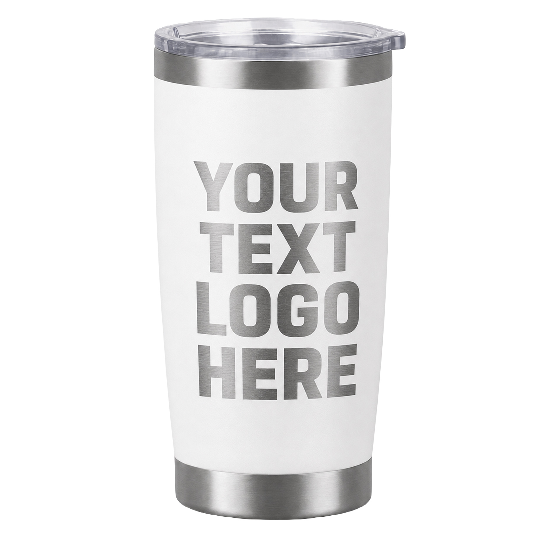 White custom engraved 20oz tumbler